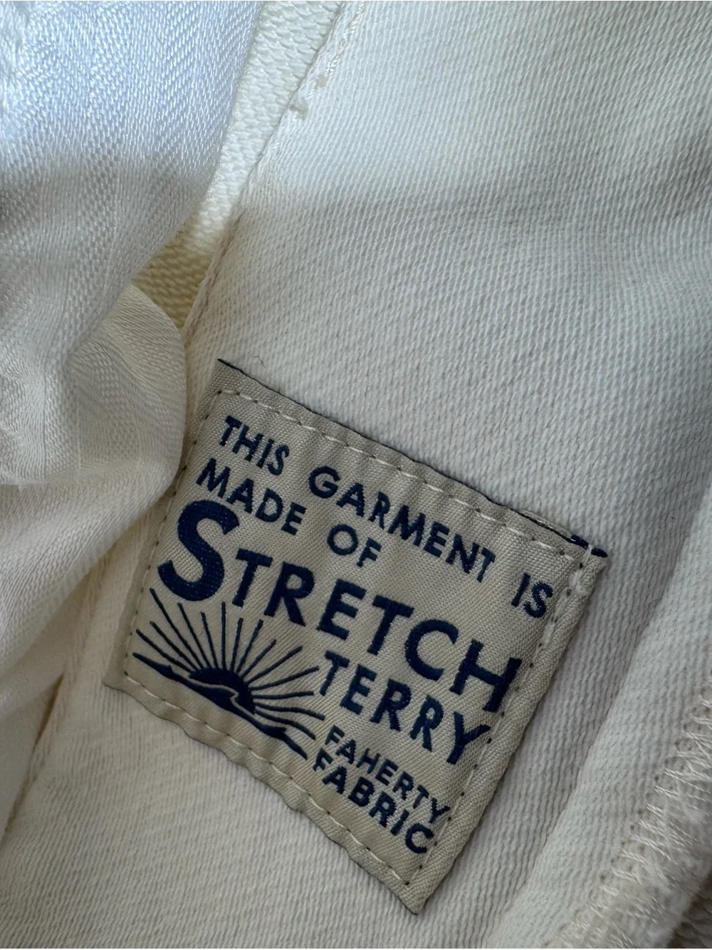 Faherty Stretch Terry Off White Jeans Pants Mens 36x32 Regenerative Cotton Pants